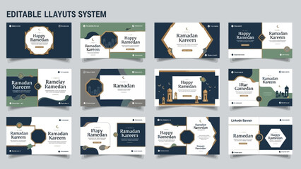 Collection of editable layouts for presentations or social media feed in a modern, minimalist style with a banner and story format.