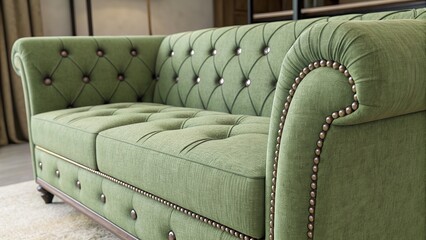 Green couch isolated on transparent background