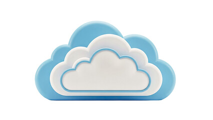 3D Cloud Icon with Blue and White Layers