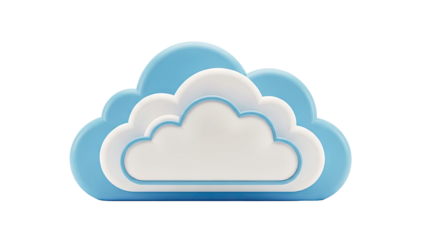 3D Cloud Icon with Blue and White Layers