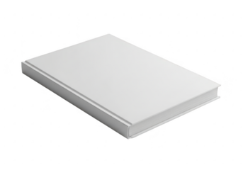 Blank white hardcover book isolated on transparent background