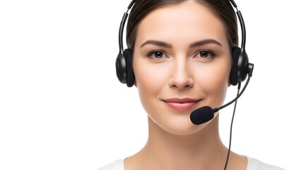 A professional, friendly customer service representative, headset communication, conveying approachability and attentiveness.