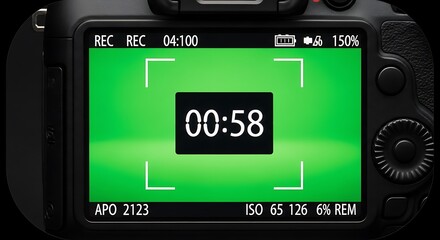 Digital Camera Screen Displaying Countdown Timer and Recording Information.