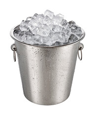 Champagne bucket with ice isolated on white background