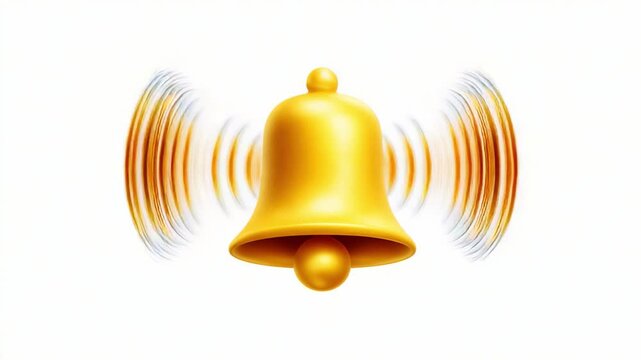 A Vibrant Golden Bell Emitting Sound Waves, Capturing the Essence of Communication and Alerts, Signifying Notification and Attention in a Minimalistic Style