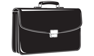 Professional black briefcase with silver clasp and handle