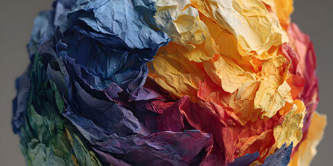 Evolving crumpled paper ball used for brainstorming sessions, creative process and idea development