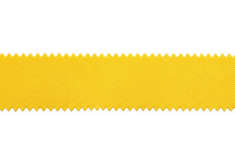 Bright yellow fabric ribbon with serrated edge isolated on transparent background