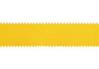 Bright yellow fabric ribbon with serrated edge isolated on transparent background