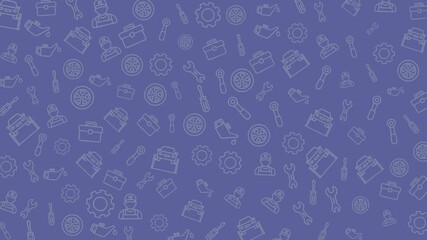 Faint tool icons on a plain purple background pattern suitable for website banners, techrelated designs, educational materials, presentation slides.