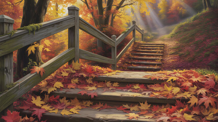 stairs in autumn park