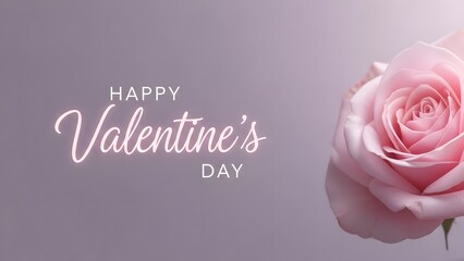 Happy valentine's day greeting card with pink rose