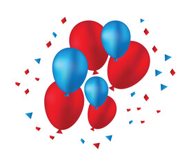 Colorful Party Balloons with Confetti Vector Illustration