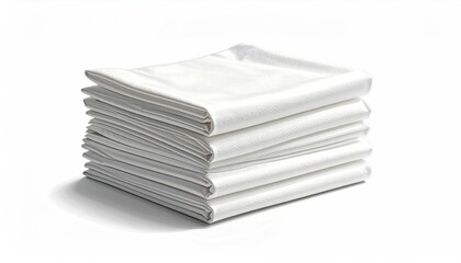 Stacked white folded napkins in a neat pile, ready for use at a clean white table