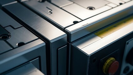 Close-Up of Industrial Metal Enclosures with Precision Detailing for Machinery and Control Systems