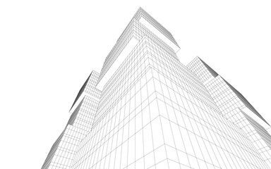 Fototapeta premium Abstract architectural drawing vector 3d illustration