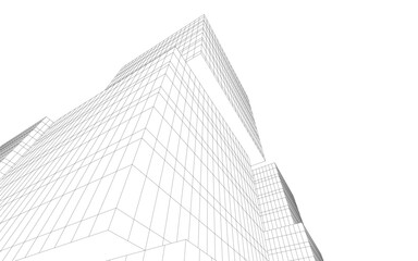 Fototapeta premium Abstract architectural drawing vector 3d illustration