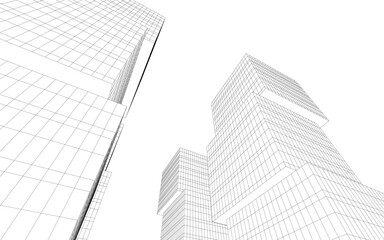 Fototapeta premium Abstract architectural drawing vector 3d illustration