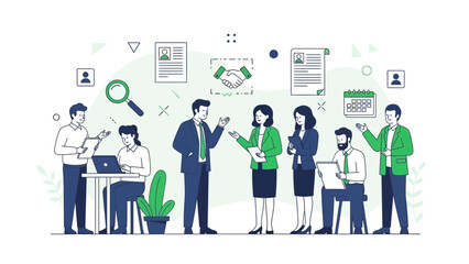 Business Team Collaboration and Meeting - Flat Illustration