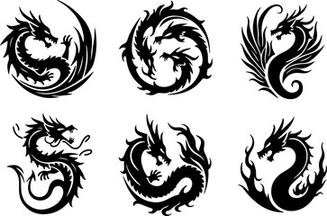 Obraz premium Tribal Dragon Circular Logo Collection