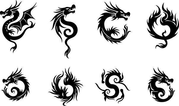 Tribal Dragon Circular Logo Collection