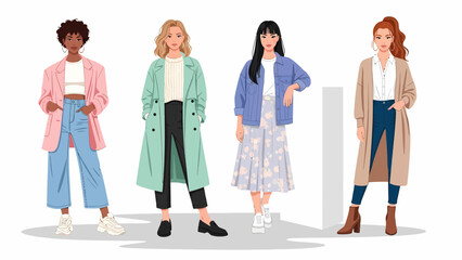 Fototapeta premium Diverse Women in Stylish Outfits A Fashionable Group Portrait.