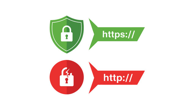 Secure and insecure internet connections concept with padlock symbols