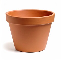 Empty terracotta pot stands alone, ready for planting, on a clean white studio background