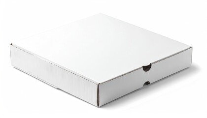 Closed Pizza Box on White Surface Isolated View of Packaging for Food Delivery