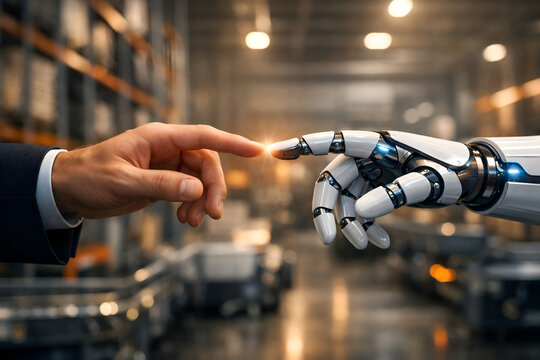 Human and AI Robot Hand Collaboration in Smart Warehouse Logistics