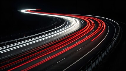 Abstract Long Exposure of Car Light Trails on a Highway at Night with City Glow