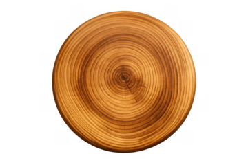 Wood slice showing annual rings and natural texture, circular timber cross section with transparent background