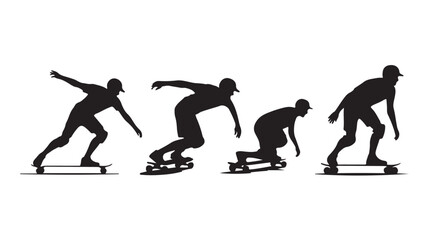 Obraz premium Skateboarder Silhouettes in Motion on White Background