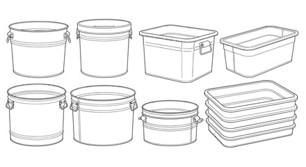 Obraz premium Collection of storage buckets and containers