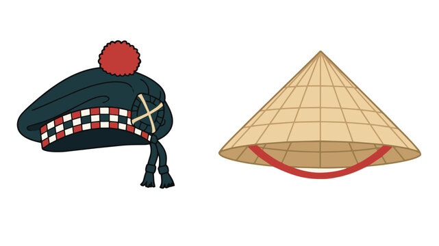 Scottish Tam o&rsquo; Shanter Flat Vector Illustration Cultural Headwear Mascot generative ai