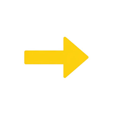 Bright yellow arrow icon isolated on transparent background