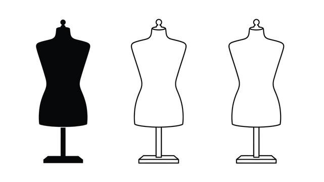 Three mannequin forms showcasing varying artistic styles a bold silhouette