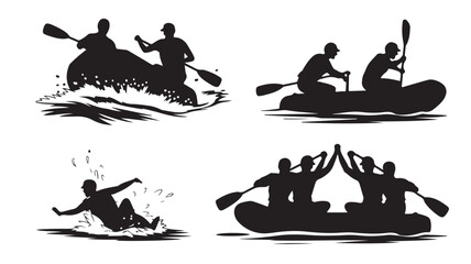 Kayaking Silhouettes on Water