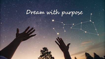 Hands Reaching Towards the Stars in a Night Sky