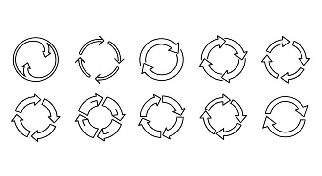 Collection of circular arrows in various styles