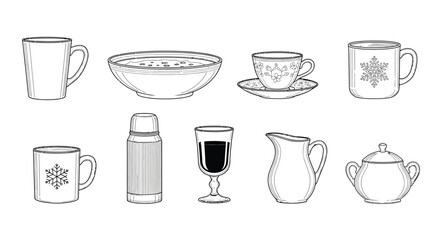 Obraz premium Collection of winter-themed drinkware