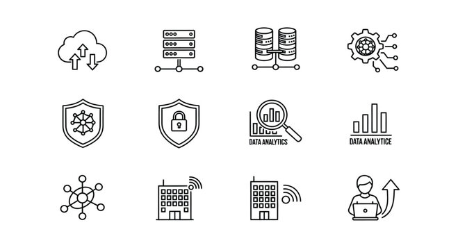Cloud computing and data security icons