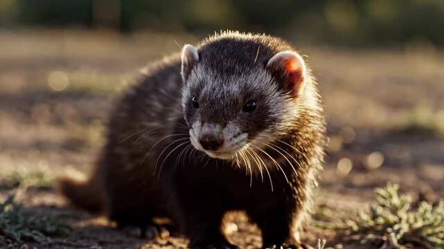 Alert Ferret Standing in Natural Outdoor Setting