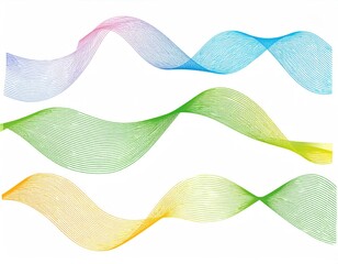 Colorful lines wave gracefully across white background
