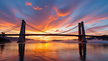 Fototapeta premium Suspension Bridge Dusk
