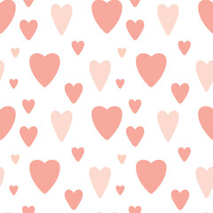 Hearts as a seamless pattern. Heart-shaped print, Valentine's Day design. Gift packaging.