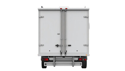 Rear View of White Delivery Van Doors Closed