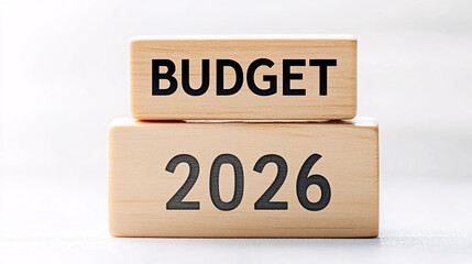 Wooden blocks with budget and 2026 for financial planning