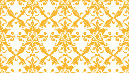 Fototapeta premium Decorative textile-inspired wallpaper with symmetrical botanical designs and refined ornamental flourishes on dark background