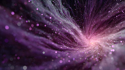 Abstract futuristic tunnel of glowing purple particles forming a dynamic digital background.